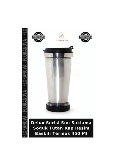 Delux Serisi Sıvı Saklama Soğuk Tutan Kap Resim Baskılı Termos 450 Ml Çok Renkli