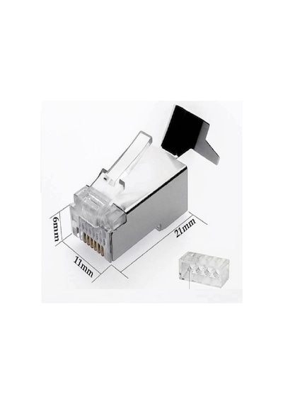 SpeedUF Cat7 Metal Konnektör Rj45 CAT7 Jack + Kablo Ayraç 10 Adet