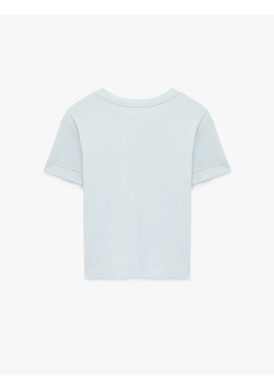 Koton Slim Fit Kısa Kollu Bisiklet Yaka Basic Tişört Mavi 6sak50400ek