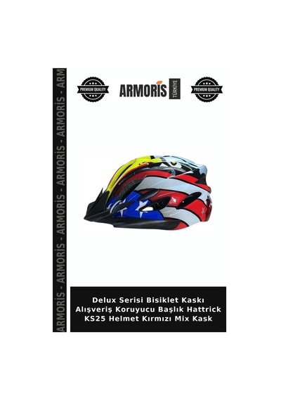 Delux Serisi Bisiklet Kaskı Alışveriş Koruyucu Başlık Hattrick Ks25 Helmet Kırmızı Mix Kask