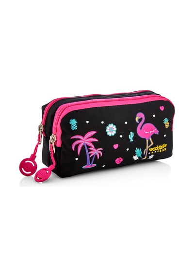 Waddell Flamingo Desenli Ilkogretim Cantasi Beslenbe Cantasi Kalemlik 3 Lu Set Siyah Pembe Siyah-pembe