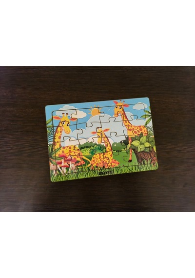 Zürafalar 16 Parça Eğitici Öğretici Ahşap Çocuk Puzzle Yapboz Bebek Çocuk Oyuncak
