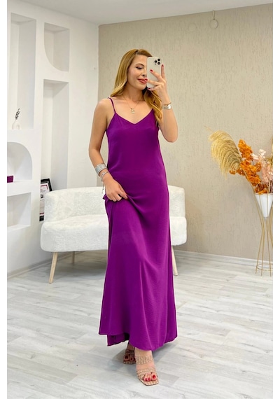 Paw Garage Kadın Hazel İp Askılı Ayrobin Maxi Yazlık Elbise Mor