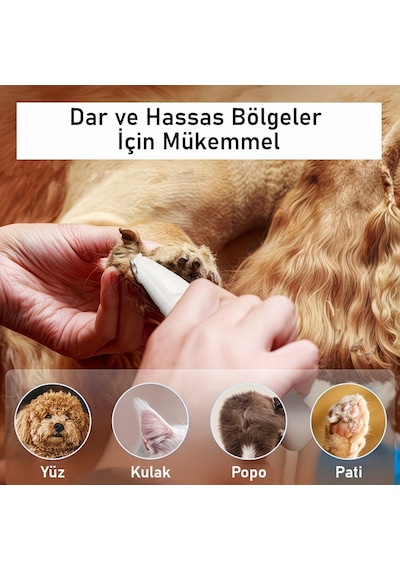 Valkyrie Kedi Köpek Pati Tüy Kesme Makinesi Sessiz Hassas Bölge Traş Cihazı Seramik & Çelik Bıçaklı