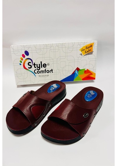Style Comfort Ortopedik Halluks Valgus Anatomik Taban Kemik Çıkıntısı Ve Topuk Dikeni Terliği Cırtlı Schwjl.03 Bordo