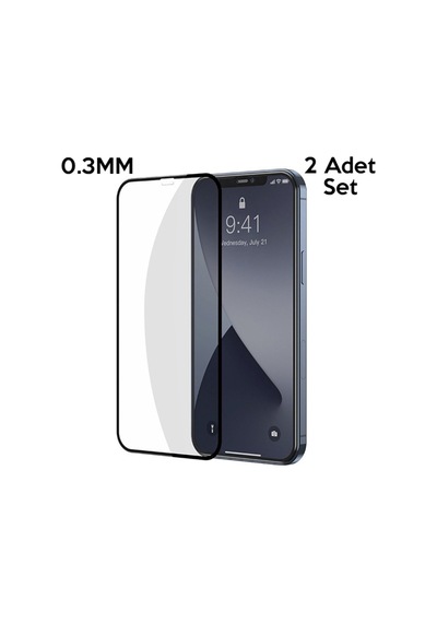 Baseus Apple Uyumlu   iPhone 12 Pro Max 3D Full Tempered Cam Ekran Koruyucu Siyah