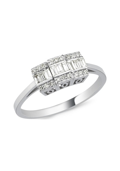 Nadias Jewellery Baget Pırlanta Tria Yüzük