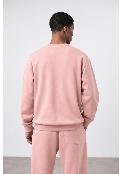 Erkek Respire Basic Oversize Sweatshirt Pembe