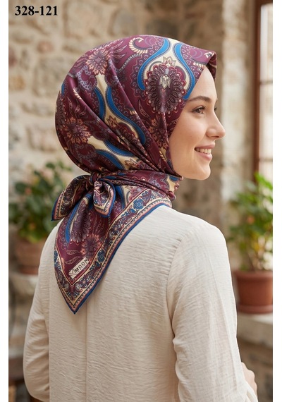 Moonscarfs Moonscarf Soft Pamuk Eşarp Bordo 328-121 Çok Renkli