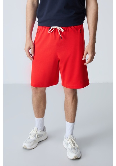 Air Jones Tommy Life Fiesta Pamuklu Kalın Yumuşak Dokulu Standart Fit Basic Erkek Şort - 81276 Kırmızı