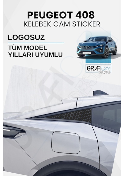 Peugeot 408 Uyumlu Kelebek Cam Sticker Set - Logosuz