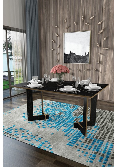 Asra Trend Yemek Masası YM-02 %100 MDF Modern Mutfak Masası Salon Masası Royal Mermer