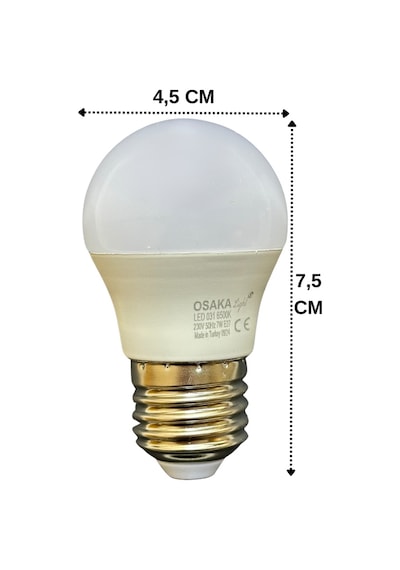 1 Adet Osaka 7w 50w Beyaz Işık 6500k E27 Duylu Kalın Duy Led Mini Ampul