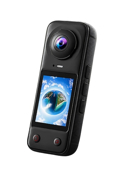 X5 Pro 360 Derece Aksiyon Kamera 4k Çift Lensli 2 X 200 Geniş Açı Ips Ekranlı Panoramik Siyah