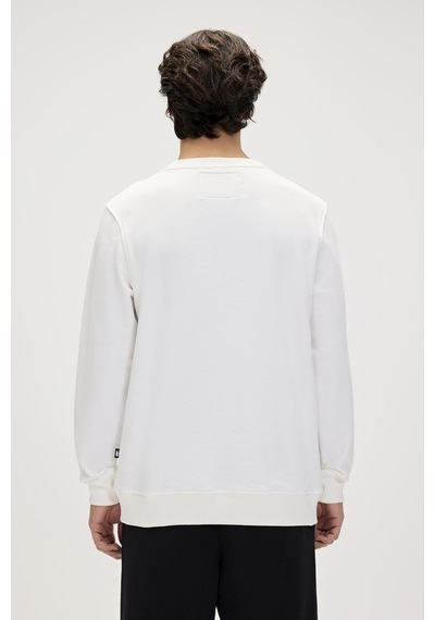 Bad Bear Panther Crewneck Off White Erkek Beyaz Bisiklet Yaka Sweatshirt 001