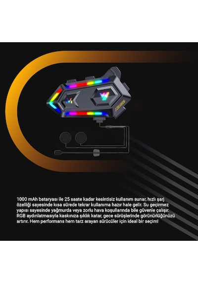 V20 Bt 5.3 Motosiklet Kurye Kask Kulaklık Intercom Rgb Eşleşme Yoktur