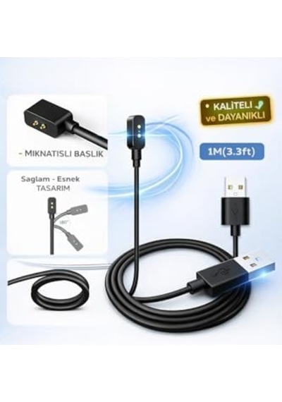 Xiaomi İle Uyumlu Mi Band 8/band 8 Pro/band 8 Active/band 9/band 10 Uyumlu Akıllı Saat Usb Şarj Aleti Kablosu