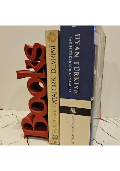Kitap Tutucu Books Yazılı 3d - Kırmızı-
