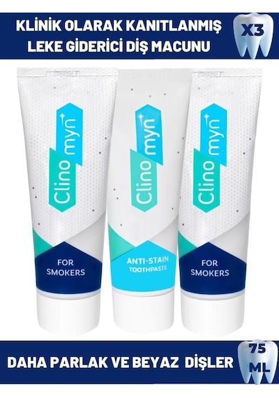Clinomyn Sigara Içenler Için 75ml X 2 + Temizle Parlat Fresh Jel Diş Macunu 75ml
