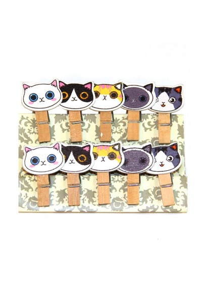 Mobgift 10'lu Şekilli Ahşap Mandal Seti 3.5cm 10'lu Set-10 Paket