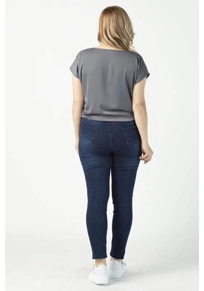 Moda Berray P001m Düz Renk Tam Kalıp Dar Paça Büyük Beden Kot Pantolon Mavi Mavi
