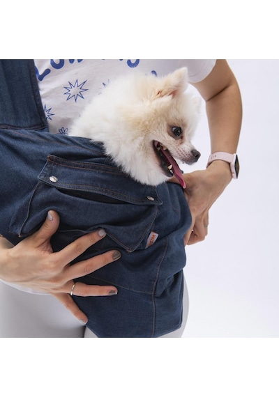 Pawstar Mavi Denim Crossbody Küçük Irk Köpek Çapraz Taşıma Çantası