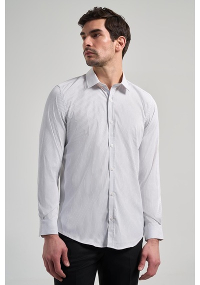 İmza Beyaz Uzun Kol Çizgili Desen Bez Ayağı Yarım İtalyan Yaka Cepsiz Esnek Classic Slim Fit Gömlek 1004245217 Beyaz İmza Beyaz Uzun Kol Çizgili Desen Bez Ayağı Yarım İtalyan Yaka Cepsiz Esnek Classic Slim Fit Gömlek 1004245217 Beyaz
