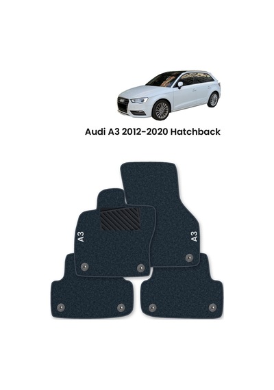 Oto Halı Paspas Seti Audi A3 2012-2020 Hatchback Uyumlu Sline Sport Kaymaz & Şık Tasarım - Siyah A3 Yazılı