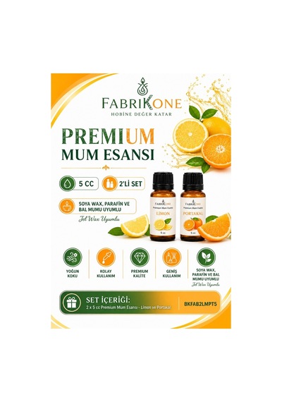 Premium Mum Esansı 5 Cc 2'li Set - Limon, Portakal - Soya Wax, Parafin, Jel Wax Ve Bal Mumu Uyumlu Bkfab2lmpt5 Karışık