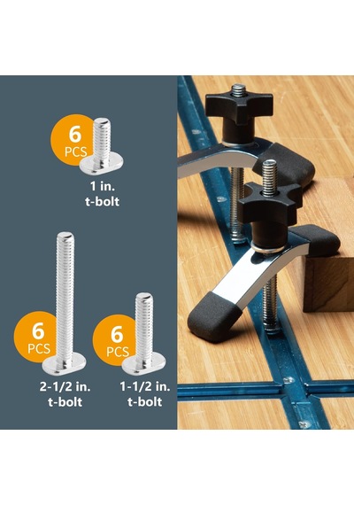 Powertec 71173 Düzenek Ve Sabitleme T-track Donanım Kiti, Düğmeli
