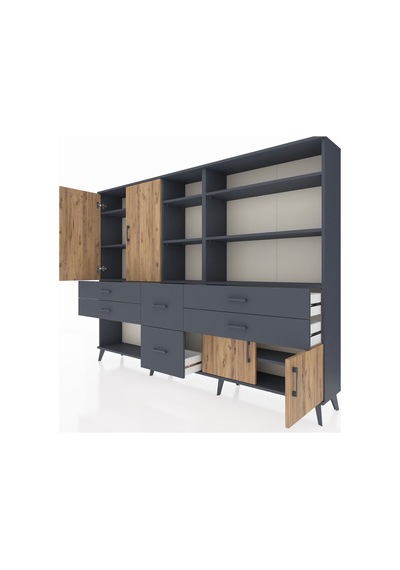 Arges Dolap 10 Raflı 6 Çekmeceli 4 Kapaklı 220x30x163 Antrasit-çam/antrasit Atlas Çam/antrasıt - Antrasıt Arges Dolap 10 Raflı 6 Çekmeceli 4 Kapaklı 220x30x163 Antrasit-çam/antrasit Atlas Çam/antrasıt - Antrasıt