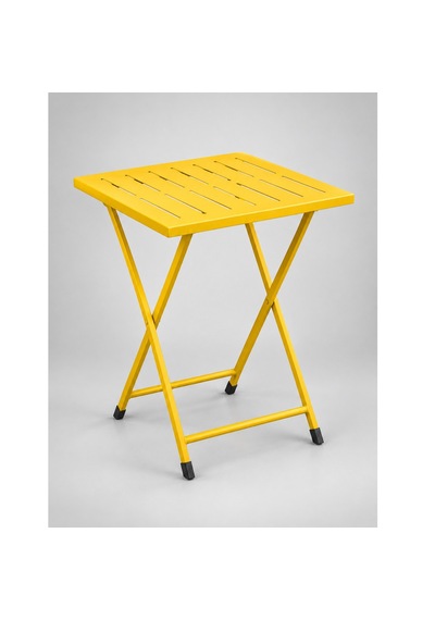 Katlanır Metal Balkon Bahçe Bistro Masa 50x50 Cm Kare Masa 75 Cm Sarı 1646