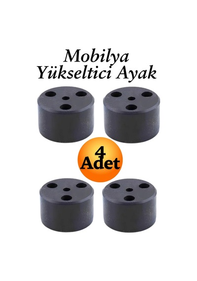 Capsule 3.7 Cm Siyah 4 Adet Mobilya Ayak Yükseltici Baza Ayağı Koltuk Kanepe Altı Puf Ayakları Siyah Siyah