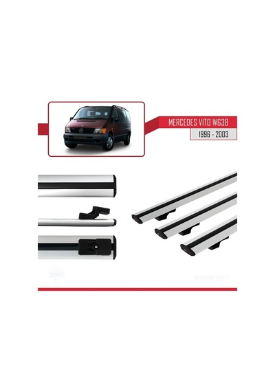 Mercedes Vito W638 1996-2003 Arası İle Uyumlu Basic Model Ara Atkı Tavan Barı Gri 3 Adet