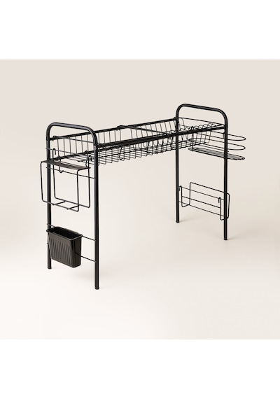 Evye Üstü Metal Bulaşıklık Ve Mutfak Organizeri - Siyah - 36x71x48 Cm Çok Renkli