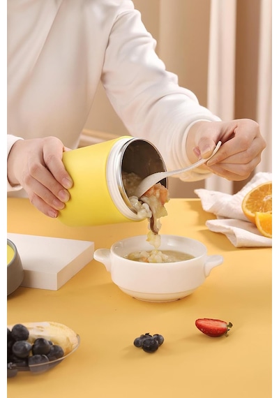 304 Çelik Sarı 500 Ml Yemek Mama Taşıma Saklama Kabı Sıcak Tutmaz Cin560sr Genel