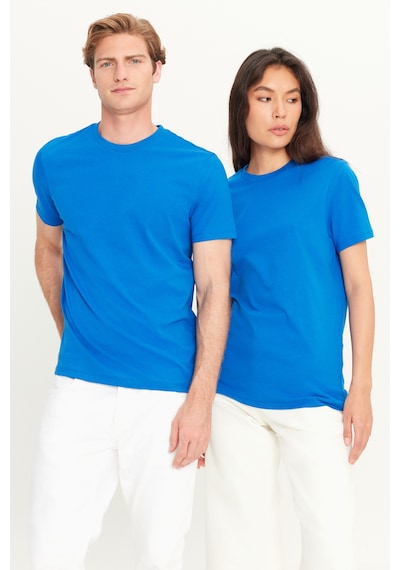 AC&Co / Altınyıldız Classics Erkek Saks Slim Fit Dar Kesim %100 Pamuk Bisiklet Yaka Kısa Kollu Tişört Saks