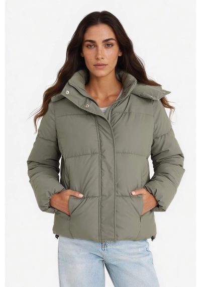 Defacto Regular Fit Kapüşonlu Fermuarlı Şişme Mont F2143ax25wnkh6 Haki-kh6
