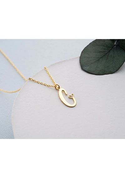 925 Ayar Kesim Harf Kolye.rose.gold.rodaj Gümüş