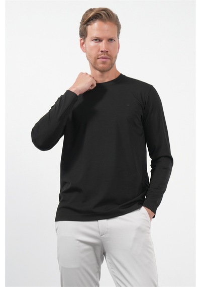 İmza Siyah Bisiklet Yaka Uzun Kol Örme Standart Fit Esnek Sweatshirt 1013260150