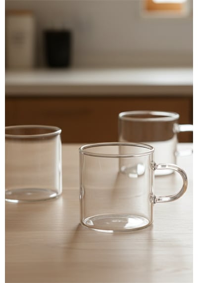 6 Kişilik Borosilikat Mini Kupa Seti Espresso Ve Türk Kahvesi Fncanı Takımı 130 Ml Beyaz