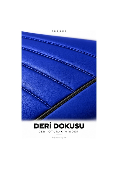 Audi A4 2001-2004 Çizgili Suni Deri 3'lü Minder Mavi Siyah 59672462