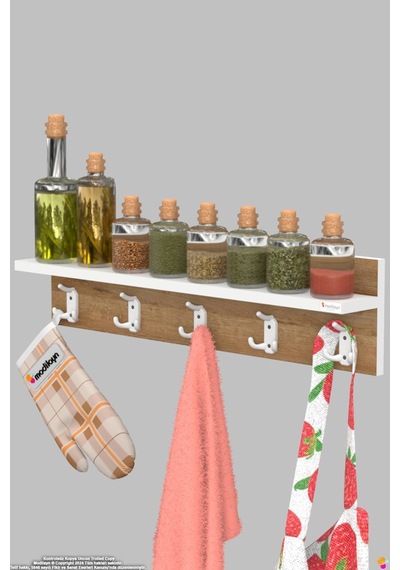 Kedi 15 Kancalı Mutfak Askısı 3'lü Set 66,4x19 Cm - Şık Tasarım, Çok Amaçlı Düzenleyici Ve Yer Tasarrufu 70 Cm