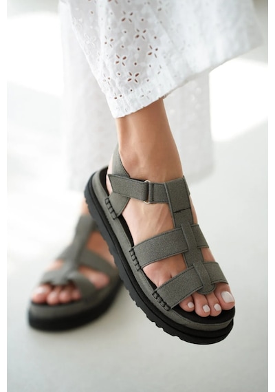 Kindep Eva Hafif Taban Rahat Cırtlı Kadın Sandalet Füme Füme