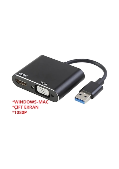 Usb 3.0 To Hdmı Vga 4769P 1080P Çevirici Dönüştürücü Adaptor Kabl