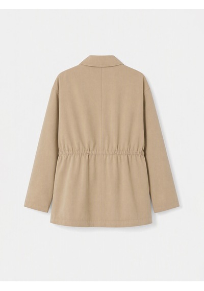 Lcw Modest Haki Gömlek Yaka Oversize Kadın Trençkot