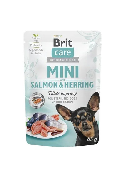 Brit Care Mini Irk Kısırlaştırılmış Yetişkin Köpekler İçin Sos İçinde Somon & Ringa Balıklı Fileto P
