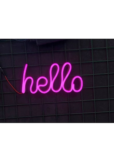 Hello Neon Yazı - Neon Hello Yazısı Led Neon Pembe