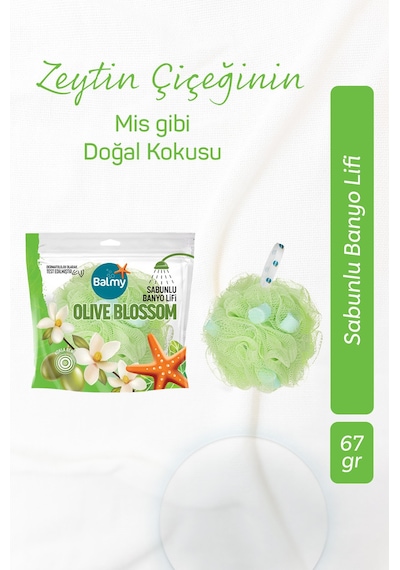 2 Adet Balmy Zeytin Çiçeği Sabunlu Banyo Lifi Çok Renkli