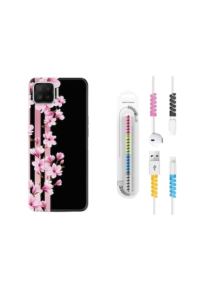 Oppo A73 Kılıf Kablo Koruyuculu Pink Flowers 3 1393